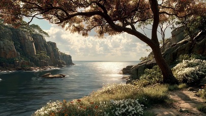 阳光清新海岛海湾