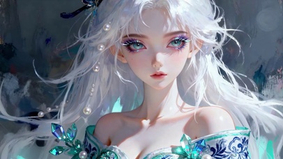 霜华雪丝纯欲琉璃古风白发少女