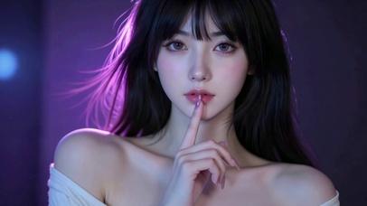 紫调氛围感清纯美女