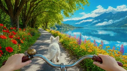湖边骑行
