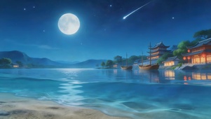 月光湖边古镇