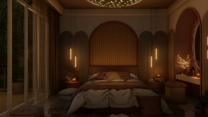 雨夜舒适的卧室