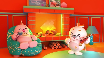 海豹良小宝与粉米花·冬日壁炉旁