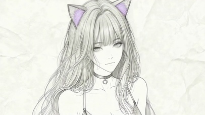 线稿猫耳御姐