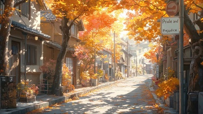 清新阳光金色城市街道