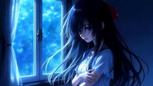 窗前美少女