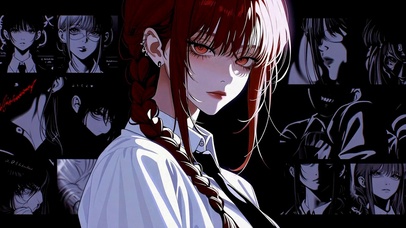 酷飒红发二次元美少女