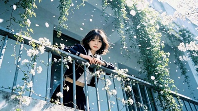 樱花下的少女