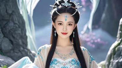 瀑布仙境古装美女2