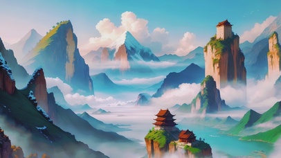 大气磅礴群山峻岭美景