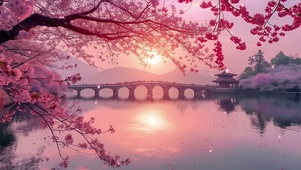 桥边樱花