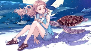 环保海龟妹子头发特效