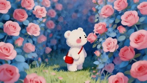 玫瑰花园小熊