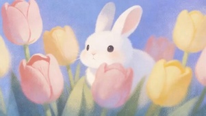 花朵兔子带鱼屏