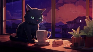 雨夜黑猫