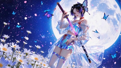 月下花田的蝴蝶忍