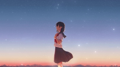 4k唯美星空百褶裙少女