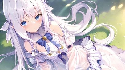 可爱白发草地少女