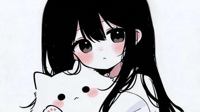 黑发少女的猫