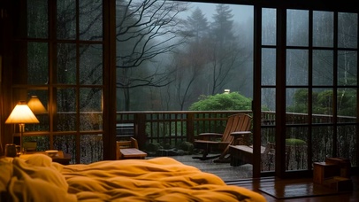 雨天别墅木屋卧室