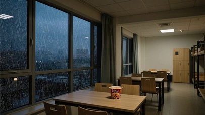 【雨景】夜晚的宿舍