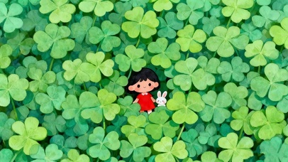 三叶草丛中女孩