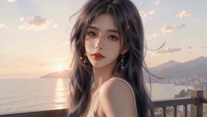 海风与晚霞里的回眸