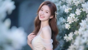 栀香花墙治愈微笑少女