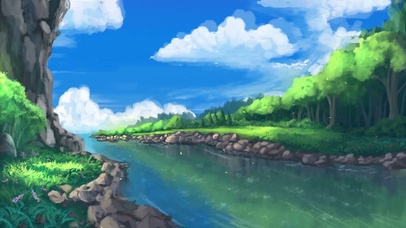 唯美治愈蓝天溪流