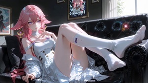 沙发白丝少女