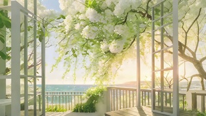 唯美的海边鲜花