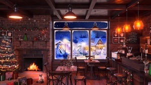 冬季圣诞咖啡厅
