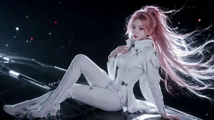 暗夜粉发酷飒白衣美女