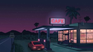 夜晚的加油站