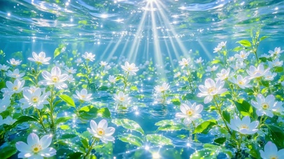 水下花境与阳光光束