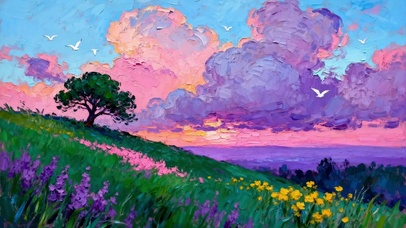 油画唯美草地森林