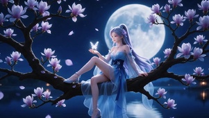 月夜玉兰蝶梦