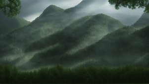 雾锁层林雨