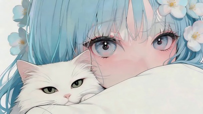 女孩和猫咪
