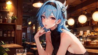 4k蓝发气质少女