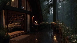 森林小屋雨声