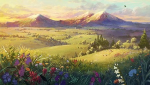 绿色草原花海
