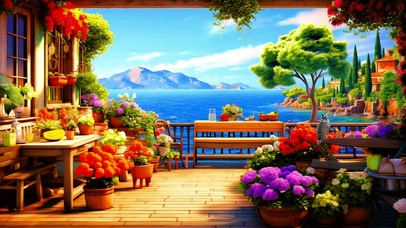 海边浪漫鲜花小屋