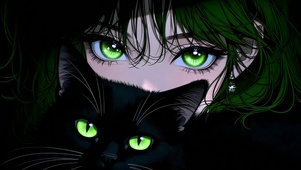 绿眸少女与黑猫