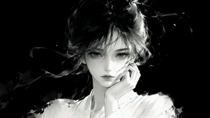 水墨暗黑风二次元美少女
