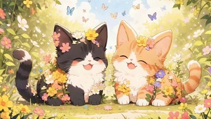 可爱一对猫咪