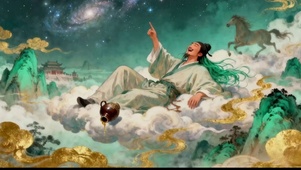 《云卧星饮，诗仙揽穹》