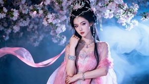 樱花夜景古风仙气美女