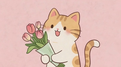 可爱的郁金香猫咪