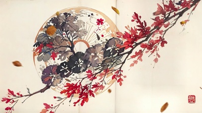 唯美古风秋天枫叶